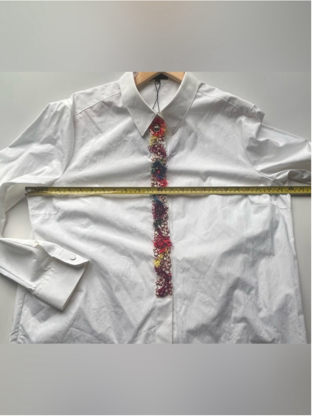 new Escada Embellished White Button Front Blouse Size 46 large - Picture 7 of 11